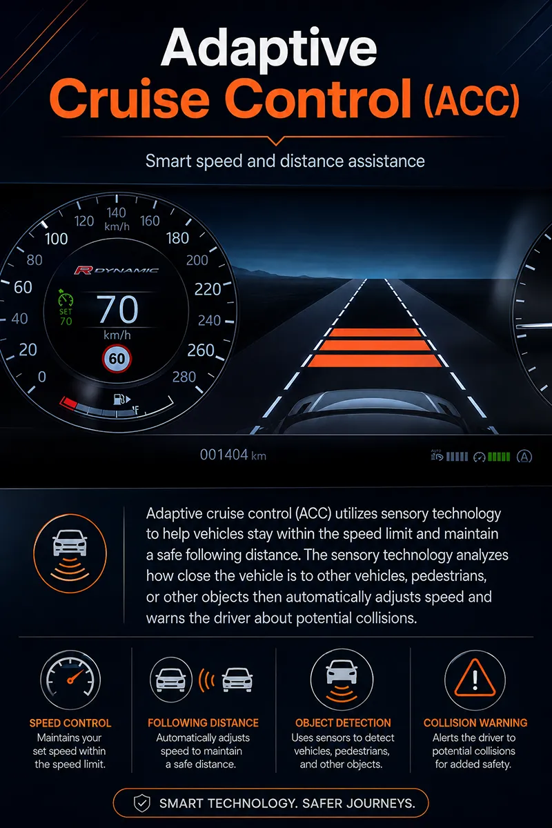 Car Dashboard showing ADAS System.